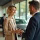 une cliente qui récupère un véhicule dans une agence location ada