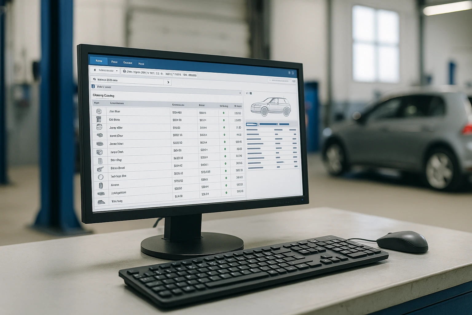 Écran affichant le catalogue électronique de pièces automobiles sur Autossimo