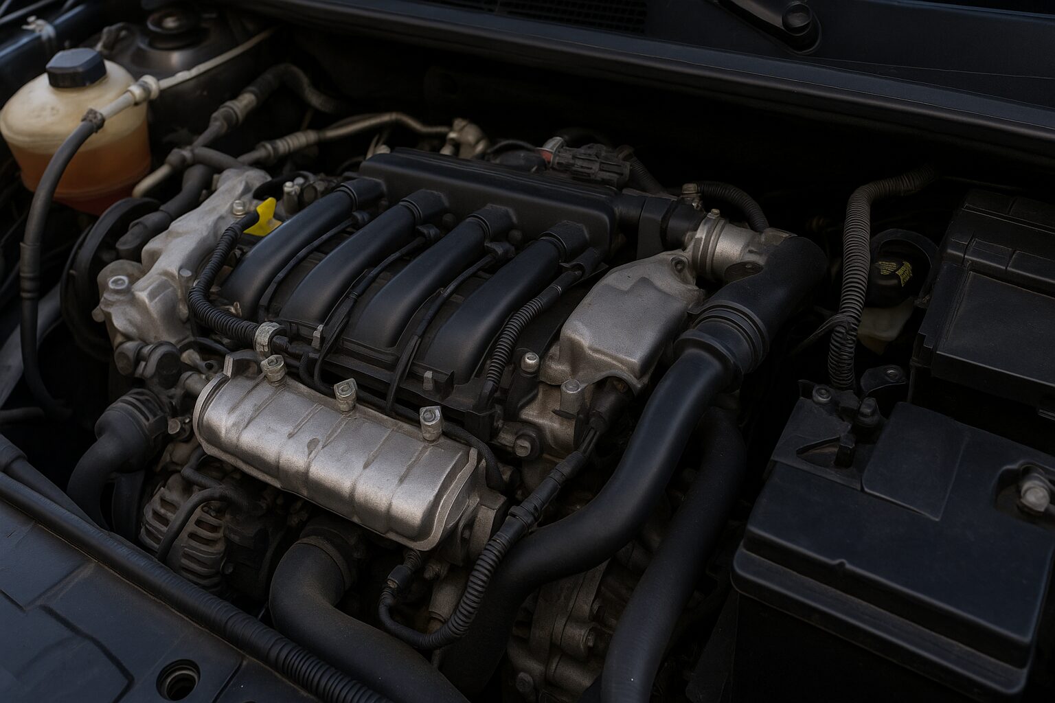 Moteur Renault 1.2 16v 75ch sous le capot d'une Clio 2