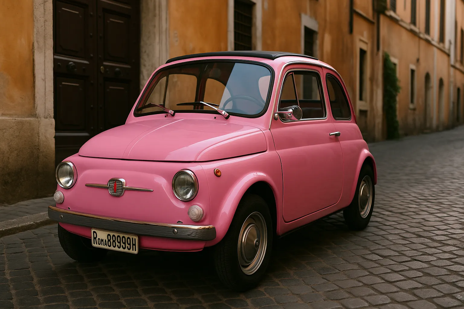 Cette Fiat 500 rose fait fureur à Rome ! Fiat 500 Rose