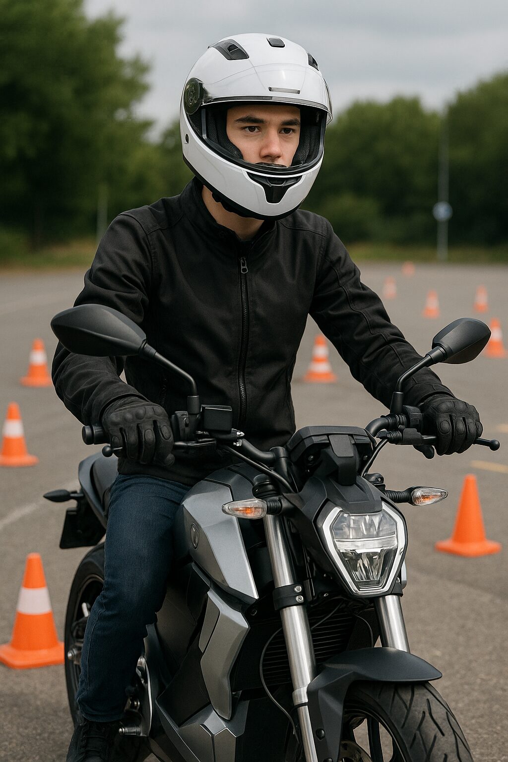 un élève qui s'entraine pour le plateau moto lent​
