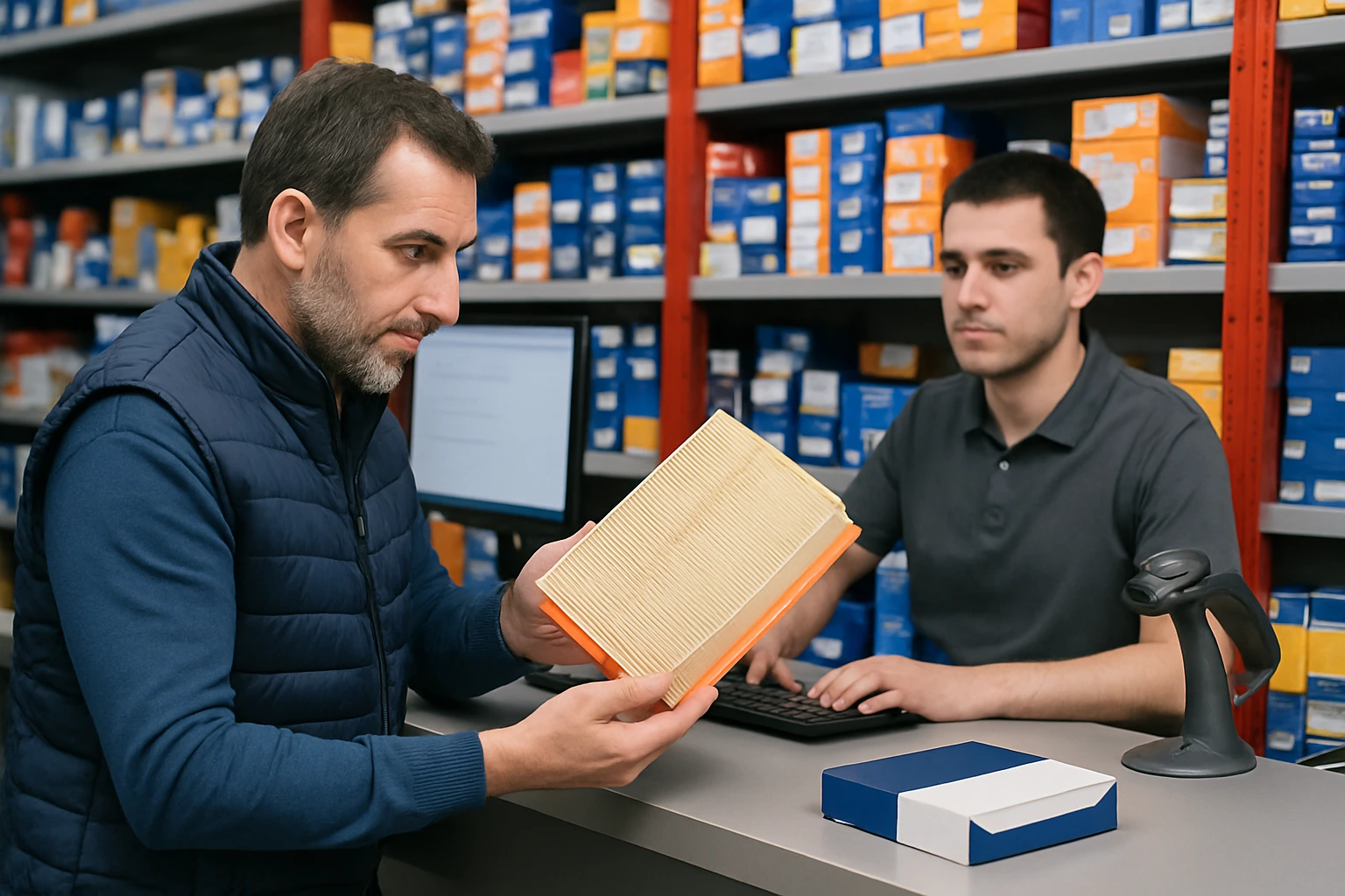 Autodoc Pro : la plateforme incontournable pour les pros de l’auto lient professionnel examinant une pièce auto dans un magasin spécialisé