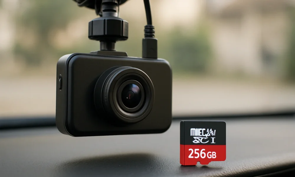 une carte me moire pour dashcam de 256gb