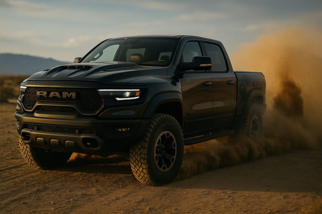 Dodge Ram TRX 2025 : Le roi des pick-up surpuissants Un Dodge Ram 1500 TRX dans le désert américain