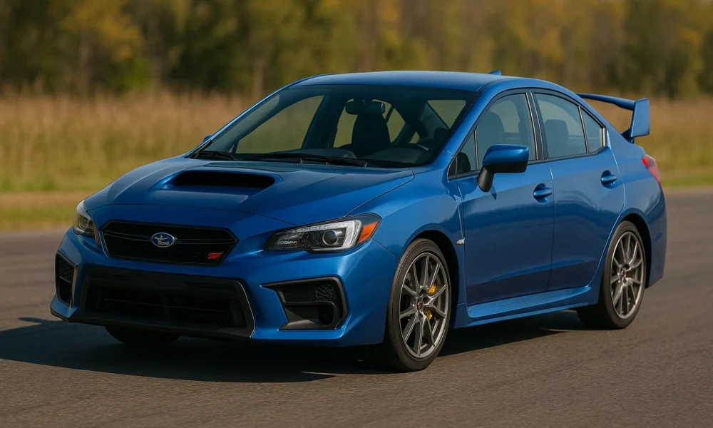Subaru WRX STI bleue équipée du Prodrive Performance Pack