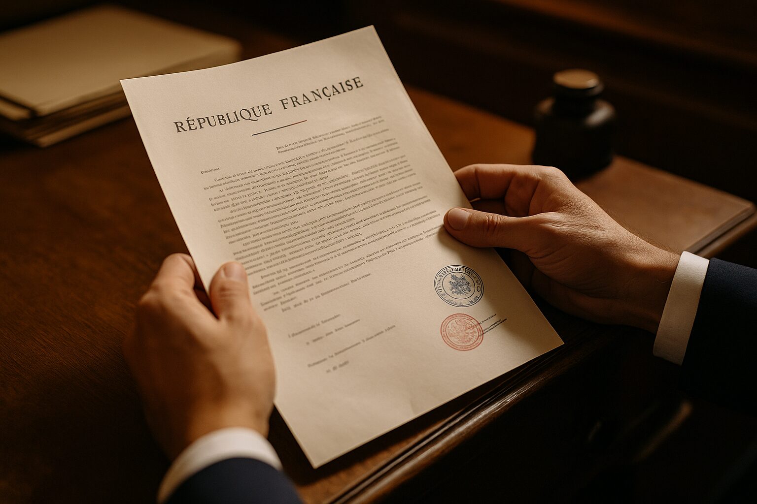 Huissier et non-solvabilité : vos droits expliqués Un huissier peut-il saisir une personne non solvable – professionnel du droit français examinant des documents officiels dans un bureau juridique à Paris
