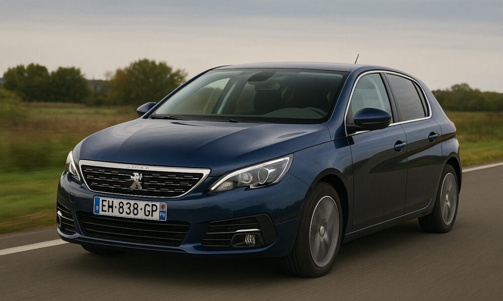 Peugeot 308 bleu équipé du moteur 1.5 BlueHDI