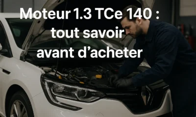 un garagiste qui contrôle un moteur 1.3 TCe 140 sur une Renault Megane blanche