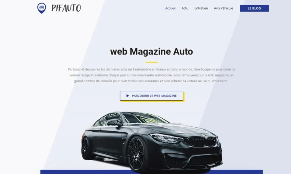 page d'accueil du site PifAuto
