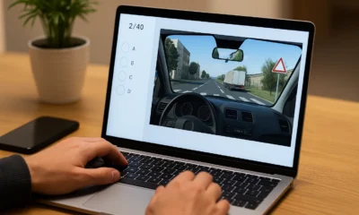 Utilisateur révisant son code de la route avec Prepacode sur ordinateur portable