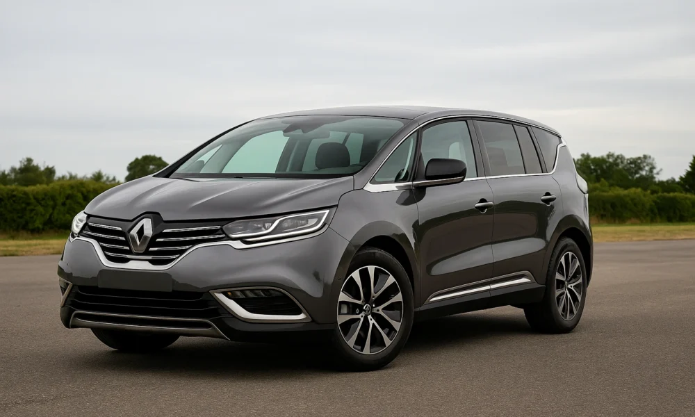 Renault Espace 5 stationné sur une route, vue de trois-quarts avant