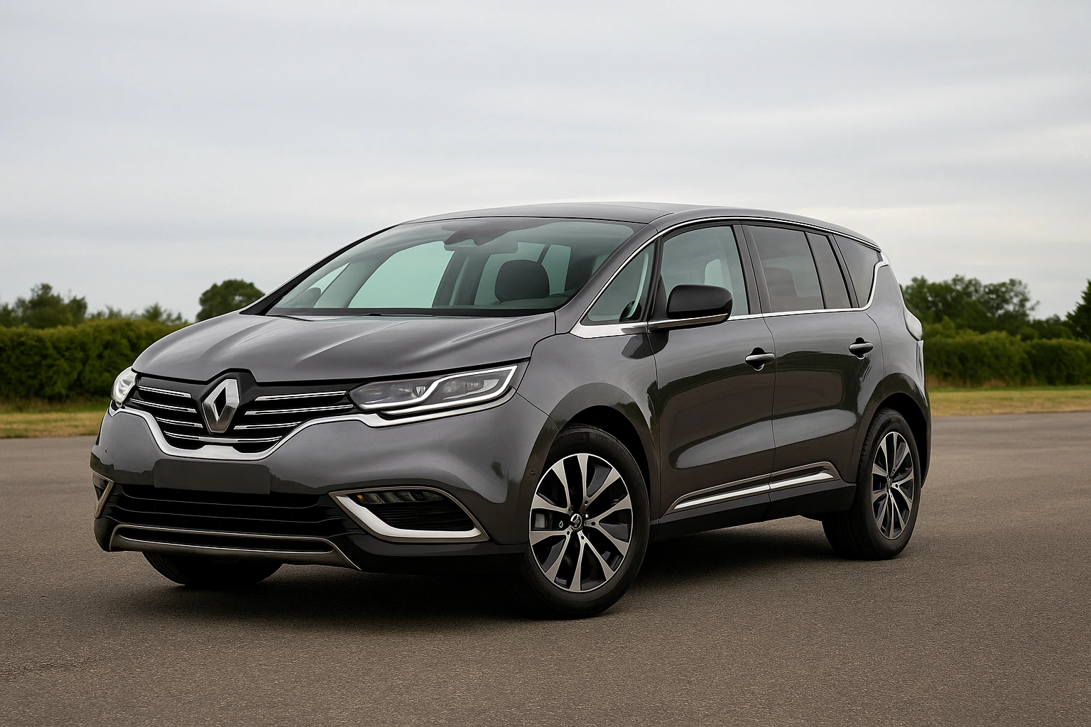 Renault Espace 5 stationné sur une route, vue de trois-quarts avant