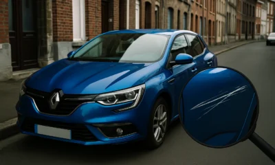 Voiture Renault Mégane bleue rayée retrouvée sur leboncoin à Lille