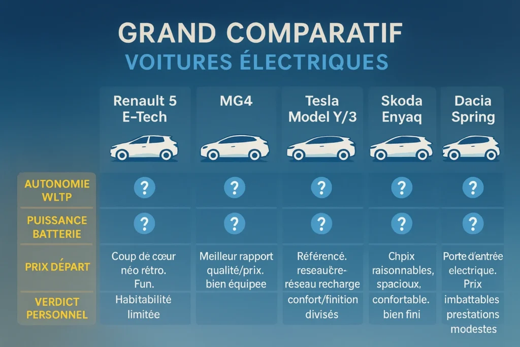 grand comparatif voitures électriques