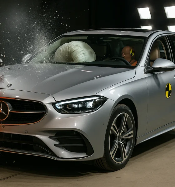 une merdeces classe E qui passe au crash test