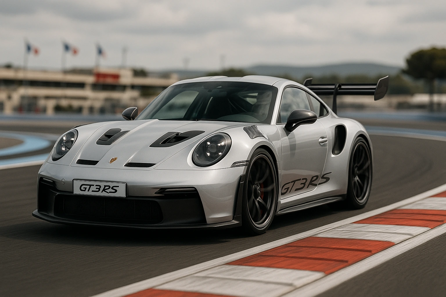 GT3 RS : Le Monstre de Porsche qui Écrase Tout Porsche 911 GT3 RS 2024 sur circuit avec aileron actif et aérodynamisme radical
