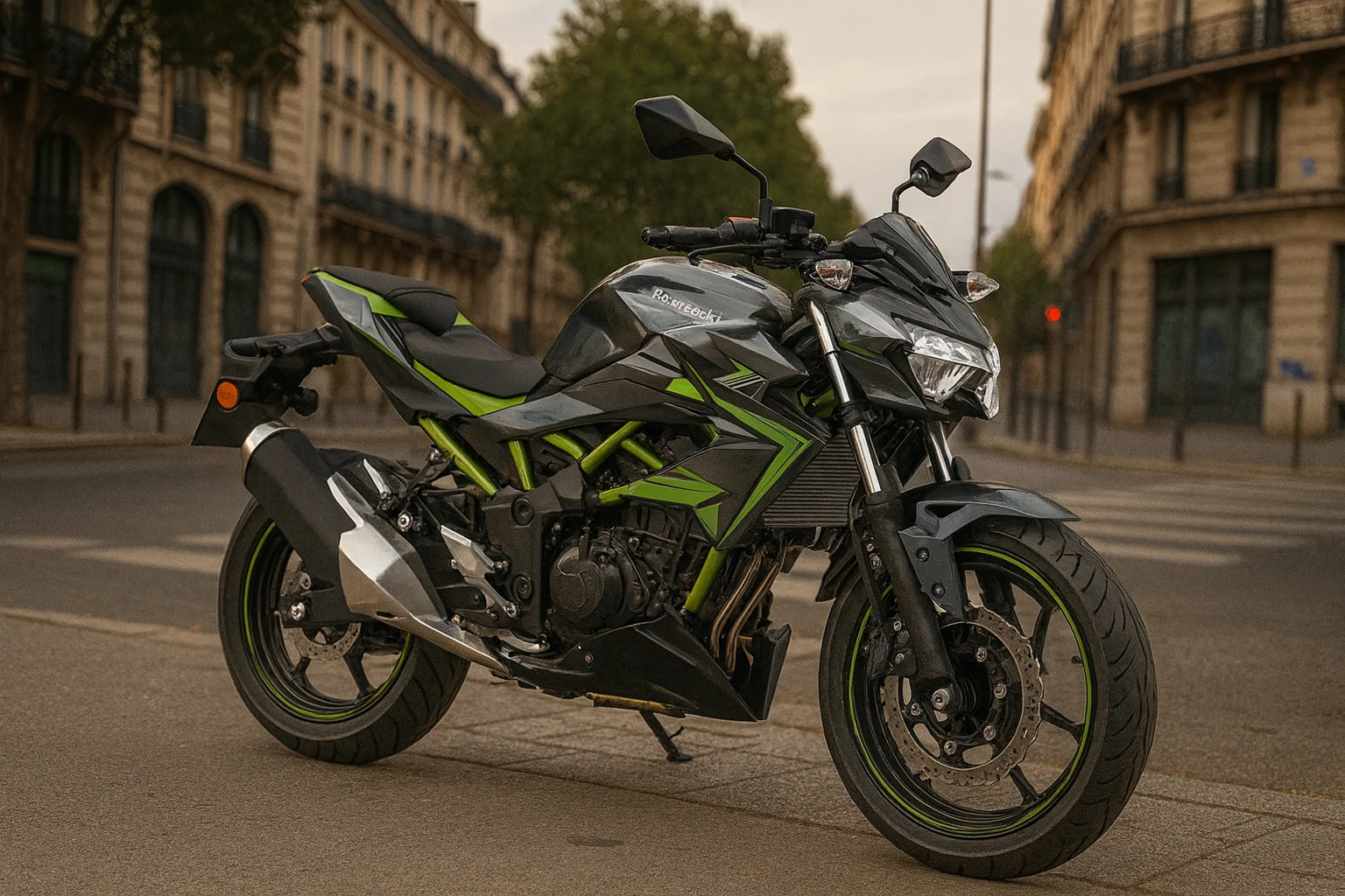 Kawasaki Z125 dans les rue de Paris