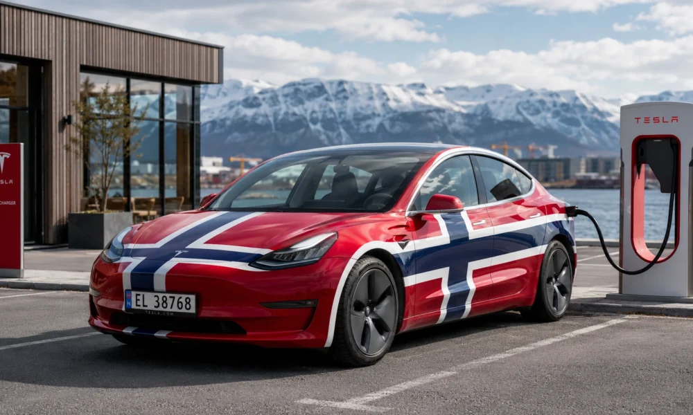 tesla model 3 norvege station charge