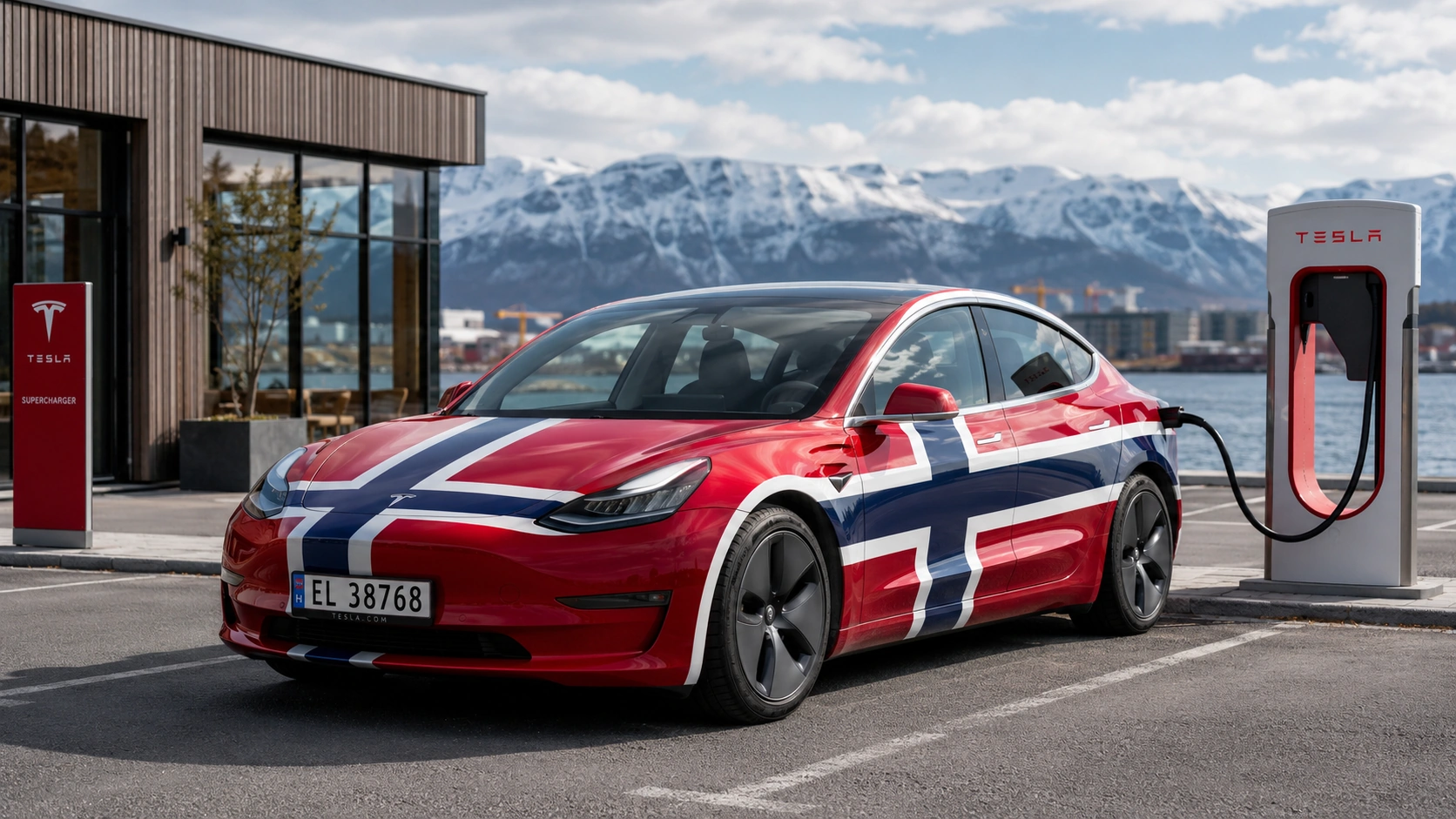 tesla model 3 norvege station charge