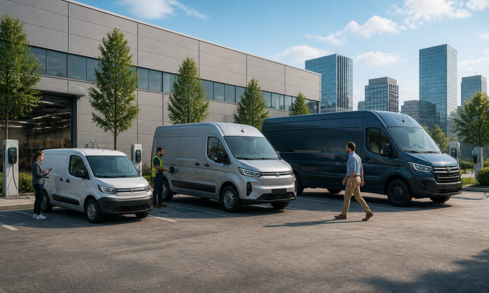 Flotte de vehicules utilitaires electriques modernes
