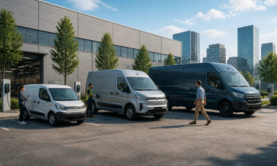 Flotte de vehicules utilitaires electriques modernes