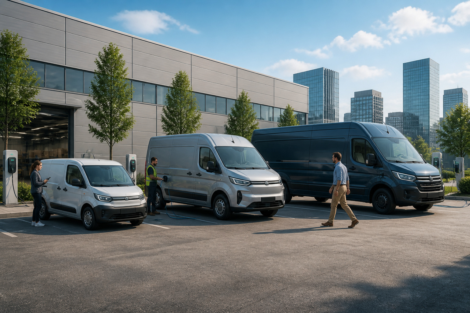Flotte de vehicules utilitaires electriques modernes