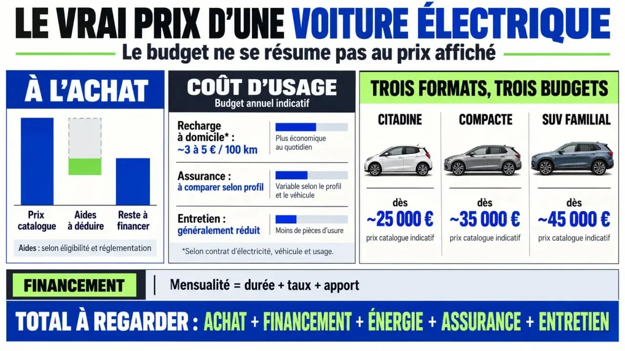 Infographie sur le prix d'une voiture électrique et la répartition du budget